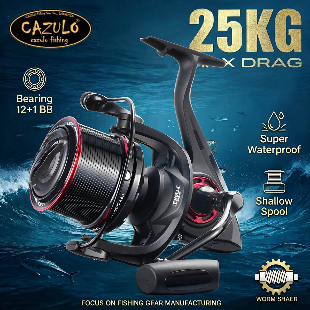 Daiwa Reel Bg - รอกตกปลาแบบสปินนิ่ง CAZULO สำหรับตกปลาชายหาดและน้ำเค็ม ทนทานต่อการกัดกร่อน ป้องกันน้ำทะเล ขนาด