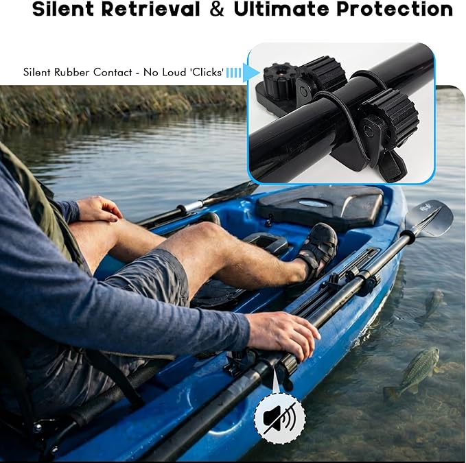 Fishing Kayak Cart - ที่ยึดไม้พายเรือคายัค อุปกรณ์เสริมเรือคายัค ประหยัดพื้นที่บนราง ยึดไม้พายได้อย่างปลอดภัย ใช้ได้กับแกนไม้พายขนาด 0.8–1.3